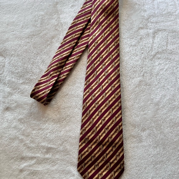 Hermes PARIS Purple Striped Equestrian Access. Print Tie Silk 57”/3".1/2 EX CON - Picture 5 of 8